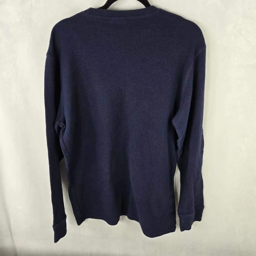 Polo Ralph Lauren Mens XL Navy Blue Waffle Knit Sleepwear Long Sleeve Shirt Logo